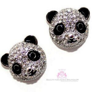 Panda Bear Cz Earrings